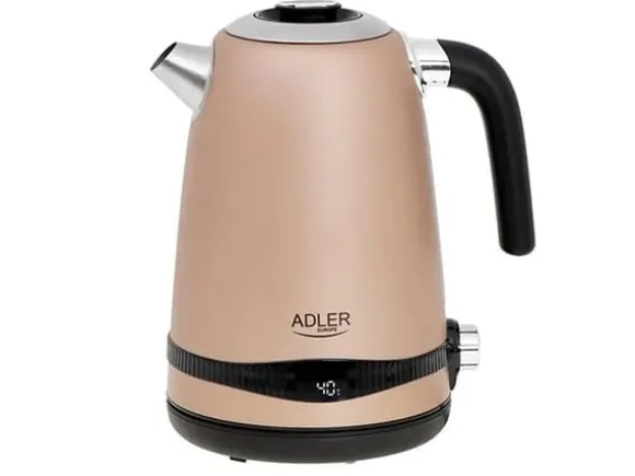 Adler AD 1295 grå Vattenkokare metall 1,7l med lcd & temperaturkontroll