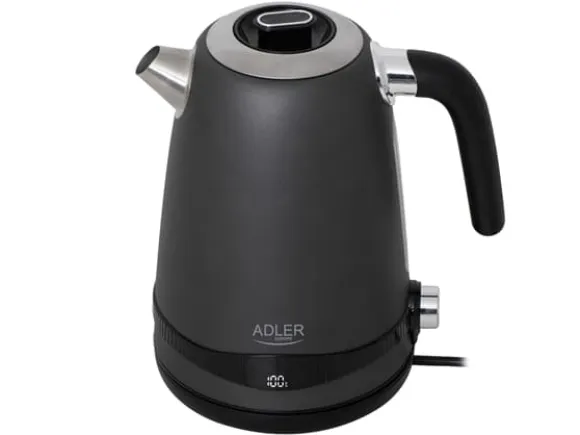 Adler AD 1295 grå Vattenkokare metall 1,7l med lcd & temperaturkontroll