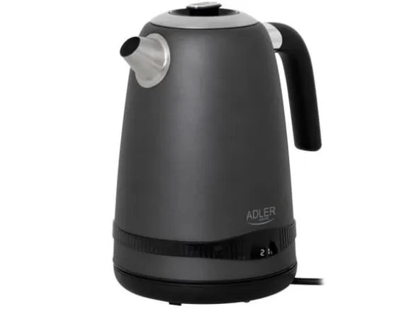 Adler AD 1295 grå Vattenkokare metall 1,7l med lcd & temperaturkontroll