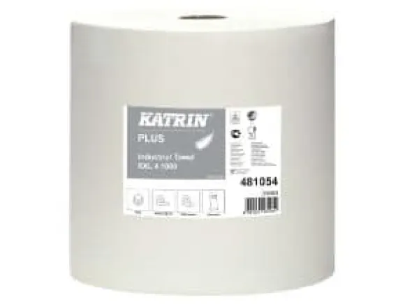 Aftørringsrulle Industri Katrin Plus 4-lag Ø36cm B38cmxL360m Mix Hvid,1 Rl