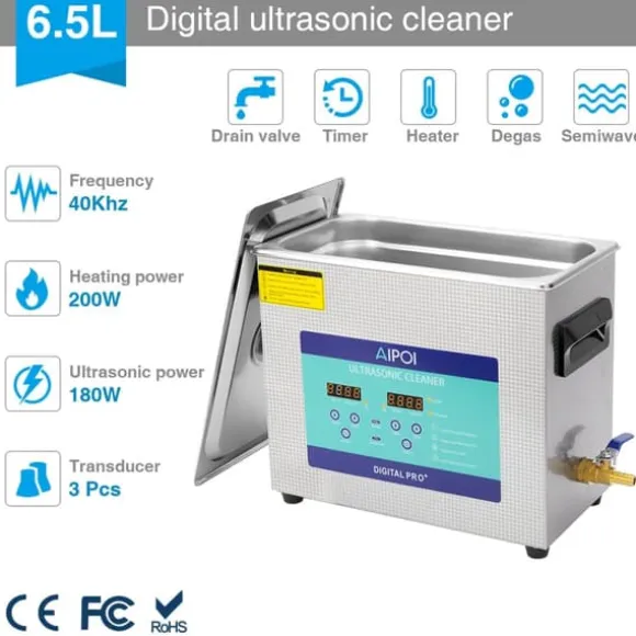 AIPOI Ultrasonisk Rengörare, 2L Kapacitet, 35W Effekt,EU, 6,5 L