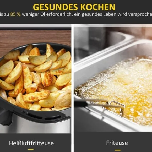 Airfryer 6,5 L, 1700 W, 8 program, LED-display, non-stick korg, hälsosam oljefri matlagning
