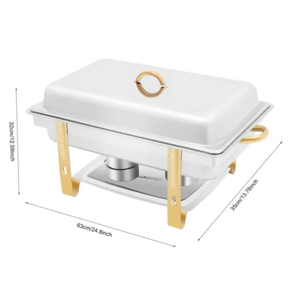 Allt-i-ett Chafing Dish För Buffé - Matvarmare - Rostfritt Stål - Med Lock - Justerbar Värmekontroll - Svart