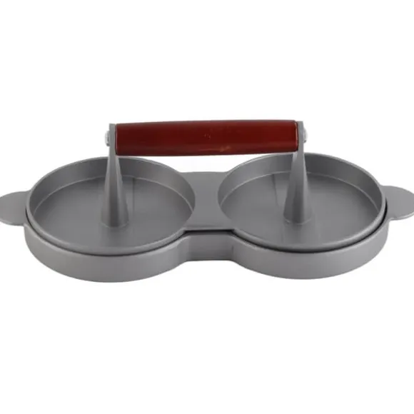 Aluminiumlegering Non-Stick Dubbel Burger Press Mögel Hamburgare Kött Nötkött Köksverktyg