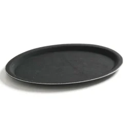 Anti-halk oval servisbricka 16x23cm - svart