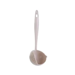 Anti skållning Långt handtag runt filter durkslag sked - Beige
