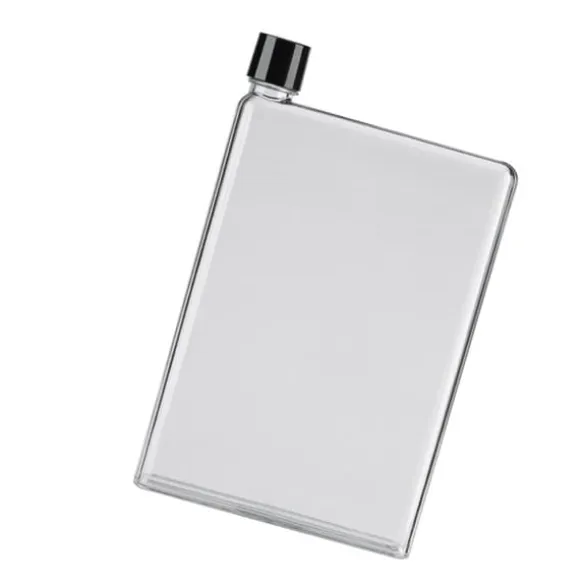 A5 platt vattenflaska Reseflaska Bärbar resemugg Platt sportvattenflaska för sport Camping Gym Fitness Utomhus Vit 350ml