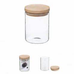 Atmosphera glas- och träförvaringsburkar med lufttätt lock - 0,6 liters lufttät burk
