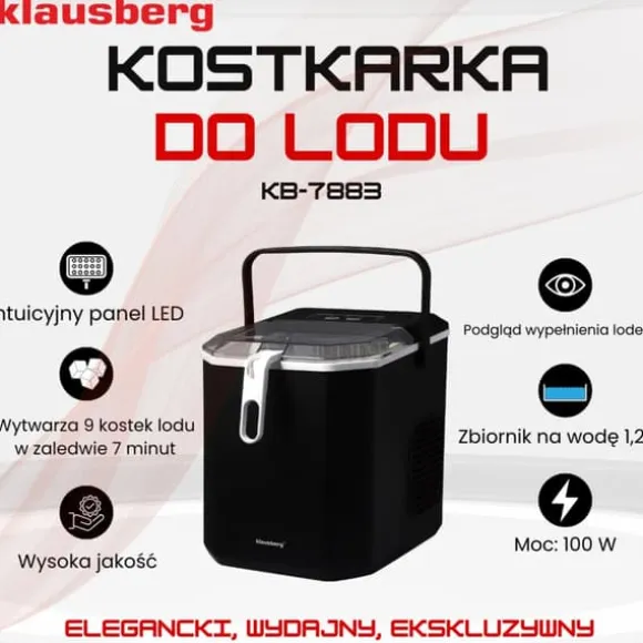 Automatisk isbitsmaskin 1,2L 0,6kg 100W LED KLAUSBERG KB-7883
