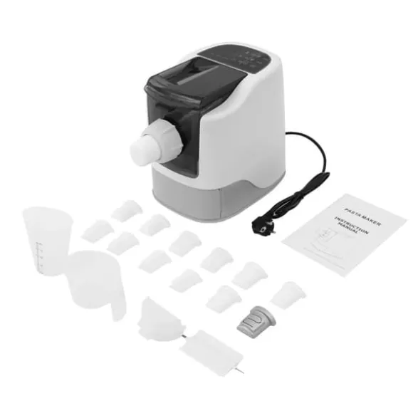 Automatisk Nudel- och Pastamaskin - Bordsmodell - 14 Formar - 5 Min Snabb Knådning - 260 W 220 V - Helkopparmotor - 304 Rostfritt Stål - Svart