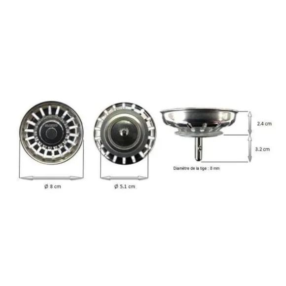Avtagbar korg Inox diameter 80 mm, 18 hål
