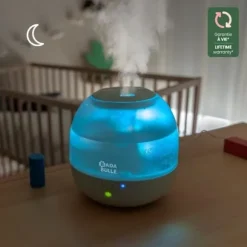 Badabulle Bubble Luftfuktare - Säkerställer bra luftfuktighetsnivå - Integrerad nattlampa - 360° Munstycke - Upp till 16 timmars batteritid (2L)