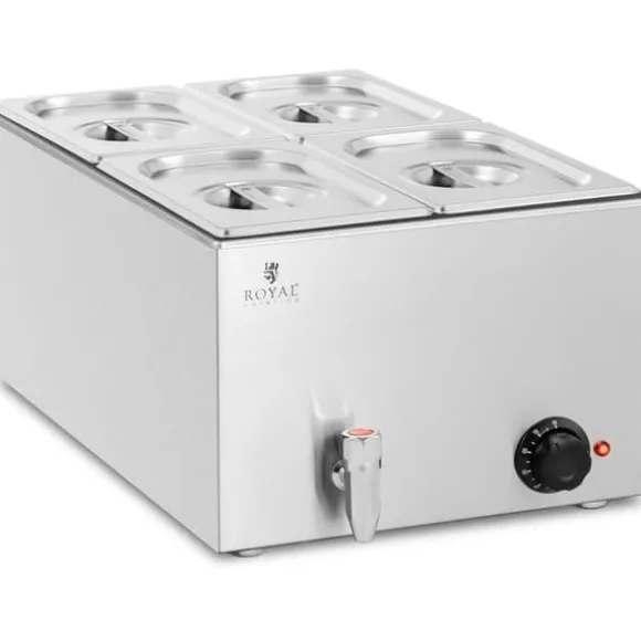 Bain marie elvärmare med kran 4 x GN 1/4 600 W