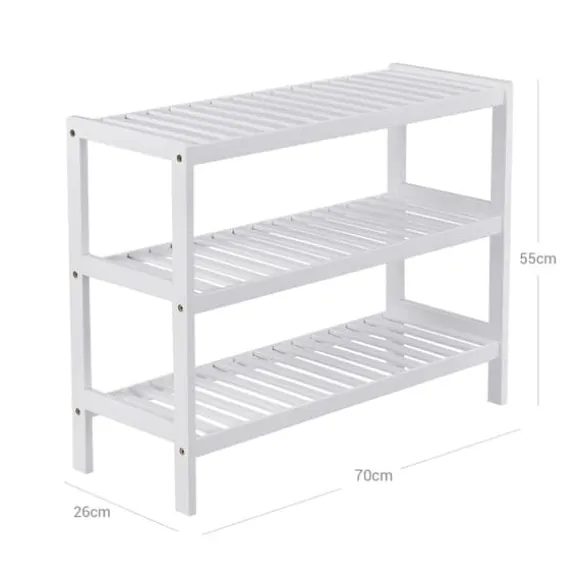 Bambu - skonställ - med 3 nivåer - vit - 70 x 55 x 26 cm