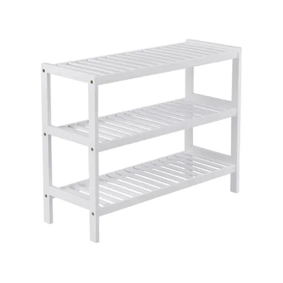 Bambu - skonställ - med 3 nivåer - vit - 70 x 55 x 26 cm