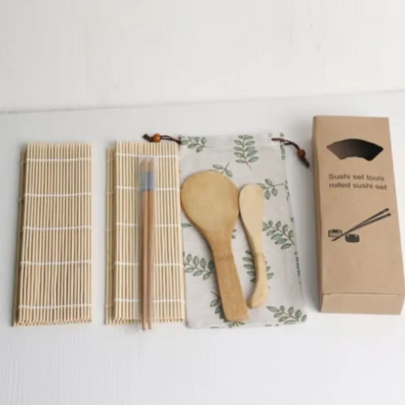 100% bambu sushi kit rullande mattor rispaddlar risspridare ätpinnar