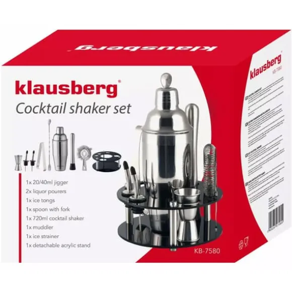 Bartenderset 9 delar Shaker KLAUSBERG KB-7580 silver