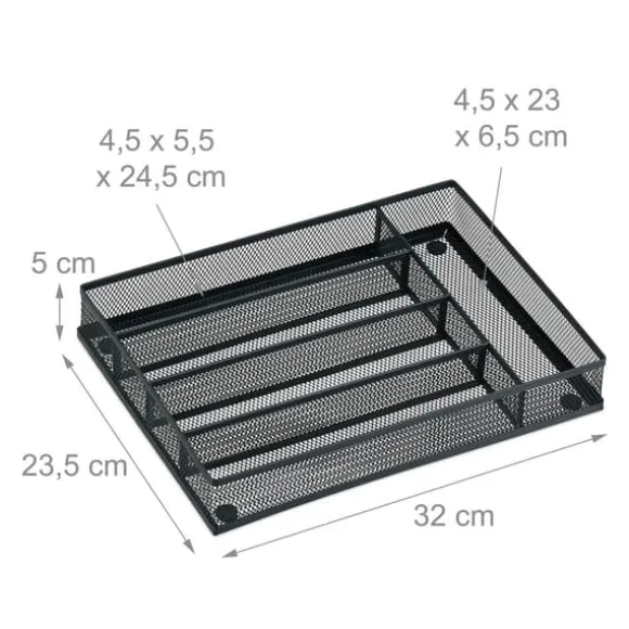Besticklåda, Metall, 5x23,5x32 cm, Antracit