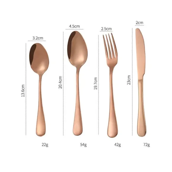 Bestickset i Rostfritt Stål, 4 delar - Rosé