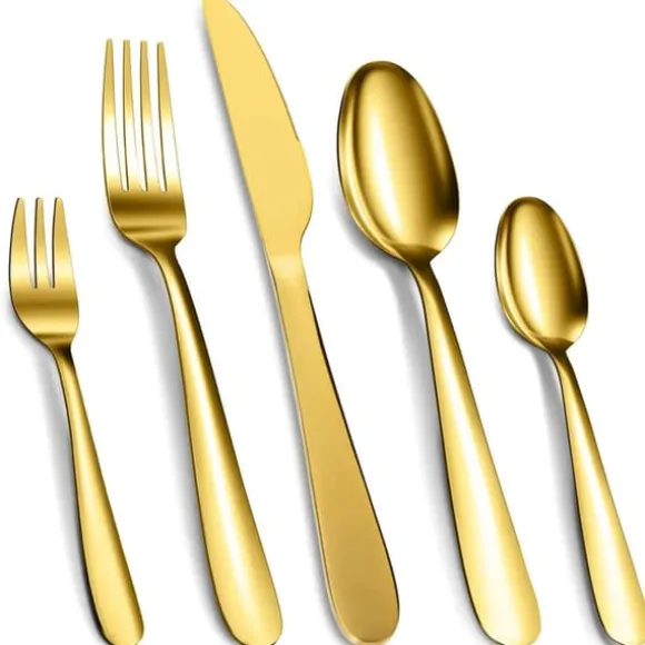 Bestickset, Rostfritt Stål, Service för 12,Guld