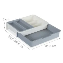 Bestickslåda, Justerbar, 6x23,5x31,5 cm, Plast