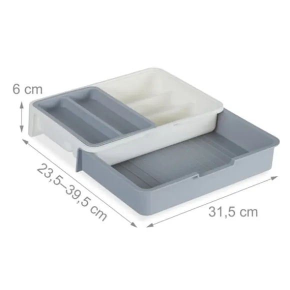 Bestickslåda, Justerbar, 6x23,5x31,5 cm, Plast