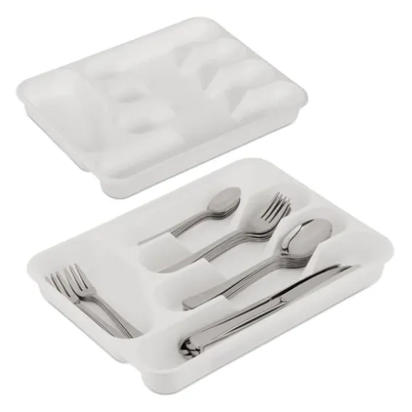 Bestickslåda set, 4x24,5x32,5 cm, Vit