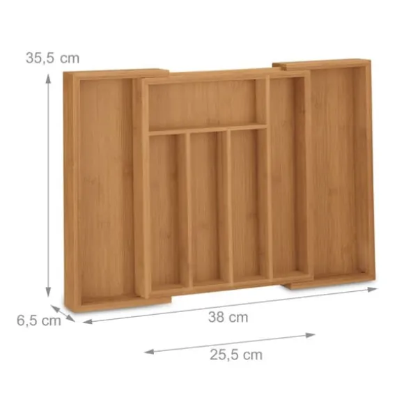 Bestickslåda, Utdragbar Bambu, 6.5x38x35.5 cm, Natur