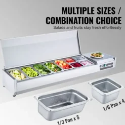 Bänkskiva Kylsallad Pizza Prep Station, 165 W, Rostfritt Stål, CE-märkt, Hög Prestanda
