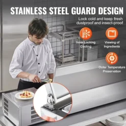Bänkskiva Kylsallad Pizza Prep Station, 165 W, Rostfritt Stål, CE-märkt, Hög Prestanda