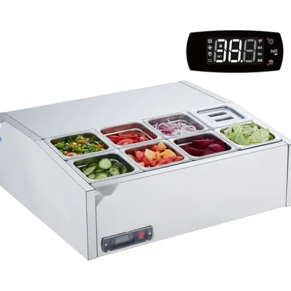 Bänkskiva Kylsallad Pizza Prep Station 145 W Rostfritt Stål, CE-Godkänd, Effektiv Kylning