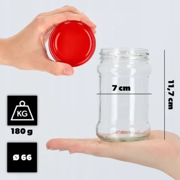 Bok för Förvaring i Glas 315ml - 10 stycken + Röda Lock