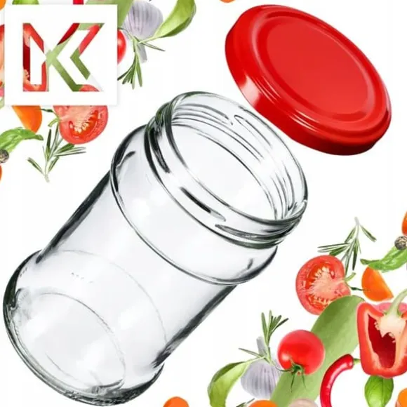 Bok för Förvaring i Glas 315ml - 10 stycken + Röda Lock
