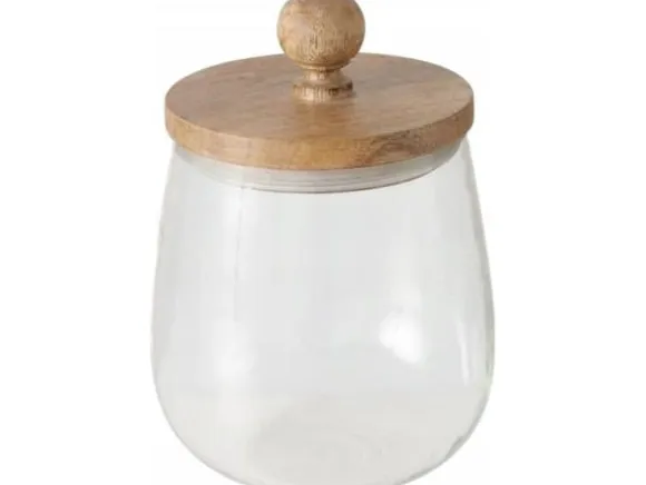 Boltze VARUD glasburk med lock av mangoträ, Ø 12 cm