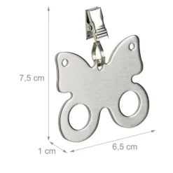 Bordduksvikter, Fjärilsdesign, 7.5x6.5x1 cm, Silver