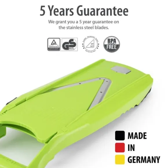 Borner V5 PowerLine Mandolin Slicer 7-1 Set Starter Set, Grönsaksskärare med Säkerhetsinlägg, Slice Insert, 2 Blad Inserts, Food Safety Holdare och Mu | CDON