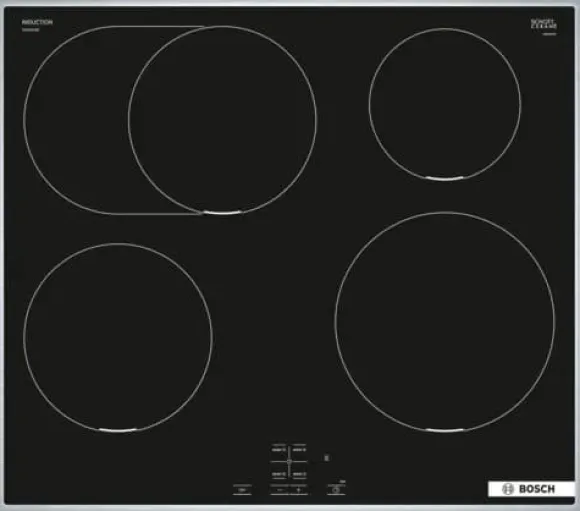 Bosch HEG578BB4 + NIF645CB5E, Induktionshäll med zon, 4 zone(s), Glass-keramisk, Svart, Röra, 58,3 cm