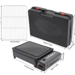 Bärbar BBQ-spis, Justerbar värmekontroll, Kompakt design, Höga säkerhetsfunktioner,Svart