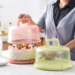 Bärbar Cupcake Carrier Food Conservation Box with Handtag Transparent Cake Box