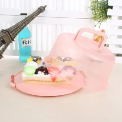 Bärbar Cupcake Carrier Matförvaringslåda med handtag Transparent kakask