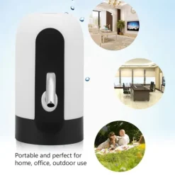 Bärbar LED-ljusflaskvattenpump USB-uppladdningsbar dispenser för hemmakontor (vit)