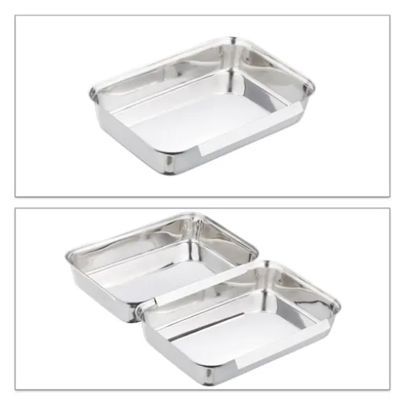Brödningsbricka set, rostfritt stål, 4x17x23 cm, silver