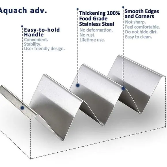 Bästsäljande högkvalitativt kök Restaurang Mat Show Tool 430 Stainless Steel Holder Taco Holders Stand