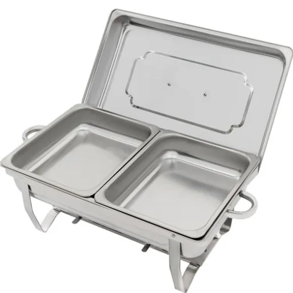 Buffé Chafing Dish Set, Matvärmare med spritbrännare, 4-delars set med tång och skedar