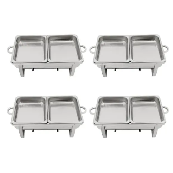 Buffé Chafing Dish Set, Matvärmare med spritbrännare, 4-delars set med tång och skedar