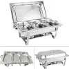 Buffévarmhållare, chafing dish med 3 fack, kapacitet över 5 L, 410 rostfritt stål, portabel för fest