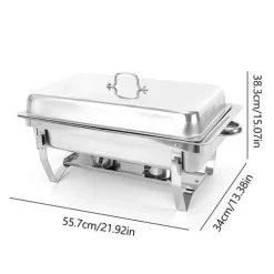 Buffévärmare Chafing Dish - Rektangulär Matvärmare - 3 Fack 3×3 L (9 L) - Rostfritt Stål - För Catering & Buffé