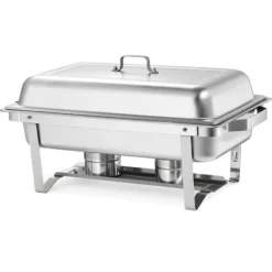 Buffévärmare Varmhållningsfat - Rektangulär 4-pack 9,91 L - Rostfritt Stål - Lock & Bränslehållare - 2 Mattänger - För Buffé, Fest, Bröllop - Silver | CDON