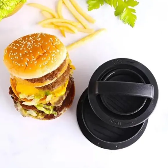 Burgerpress, formsats, ABS-plast, svart