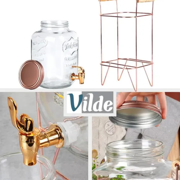 Burk Beverages Stor dispenserburk i glas med kran och stativ 4,2L